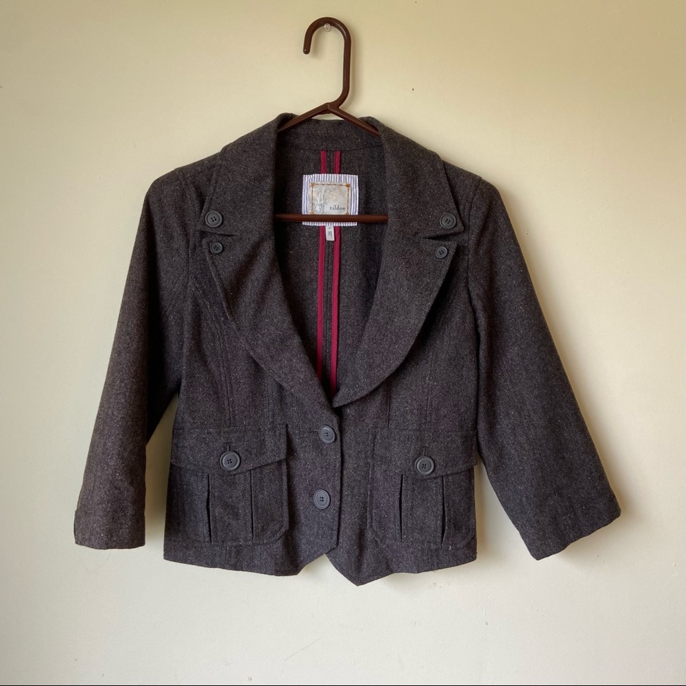 Tildon Size Large Wool Blend Cropped Blazer